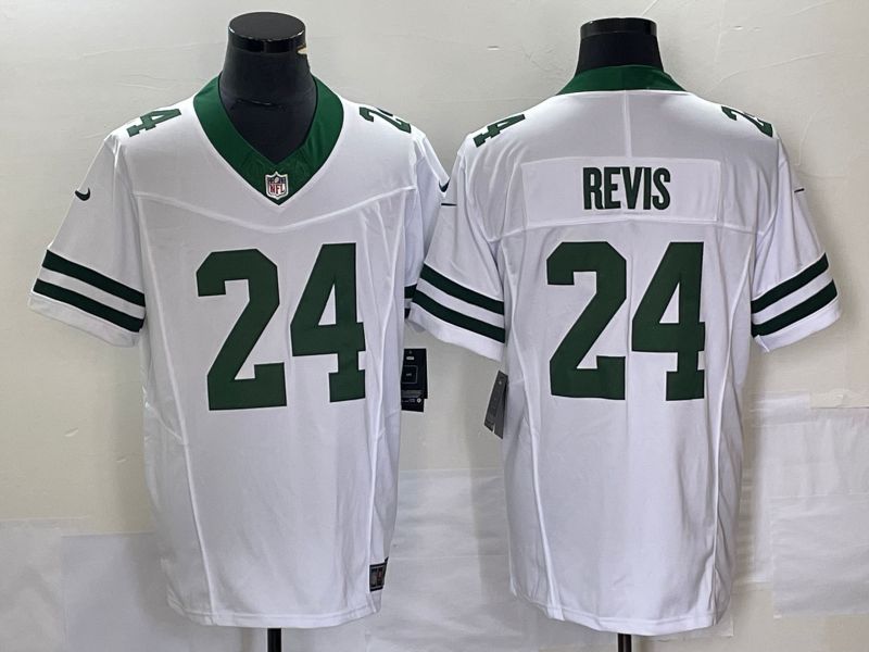 Men New York Jets #24 Revis White Nike Throwback Vapor Limited NFL Jersey->new york jets->NFL Jersey